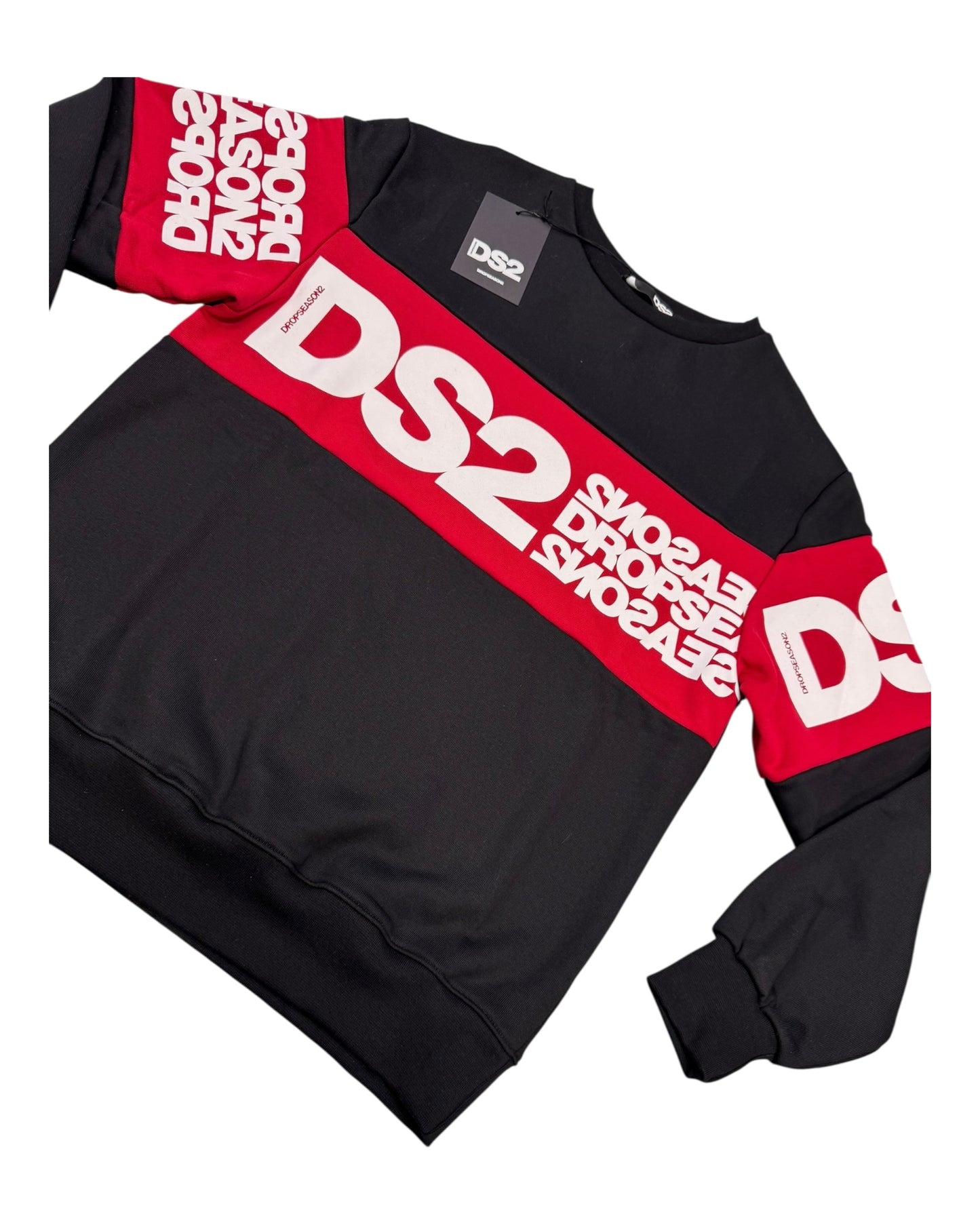 felpa uomo ds2 girocollo stampa grande a contrasto