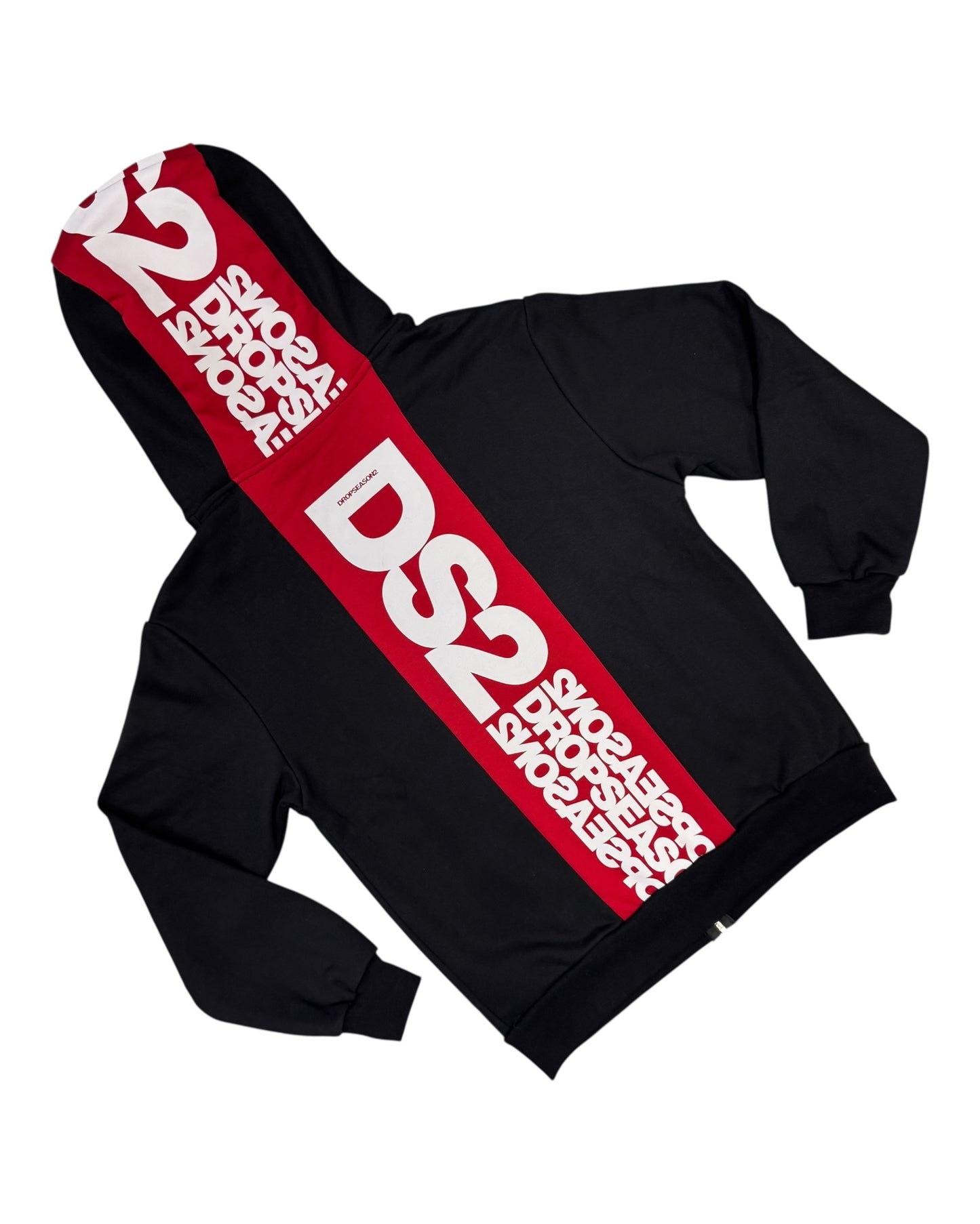 felpa uomo ds2 cappuccio e zip stampa avanti e dietro