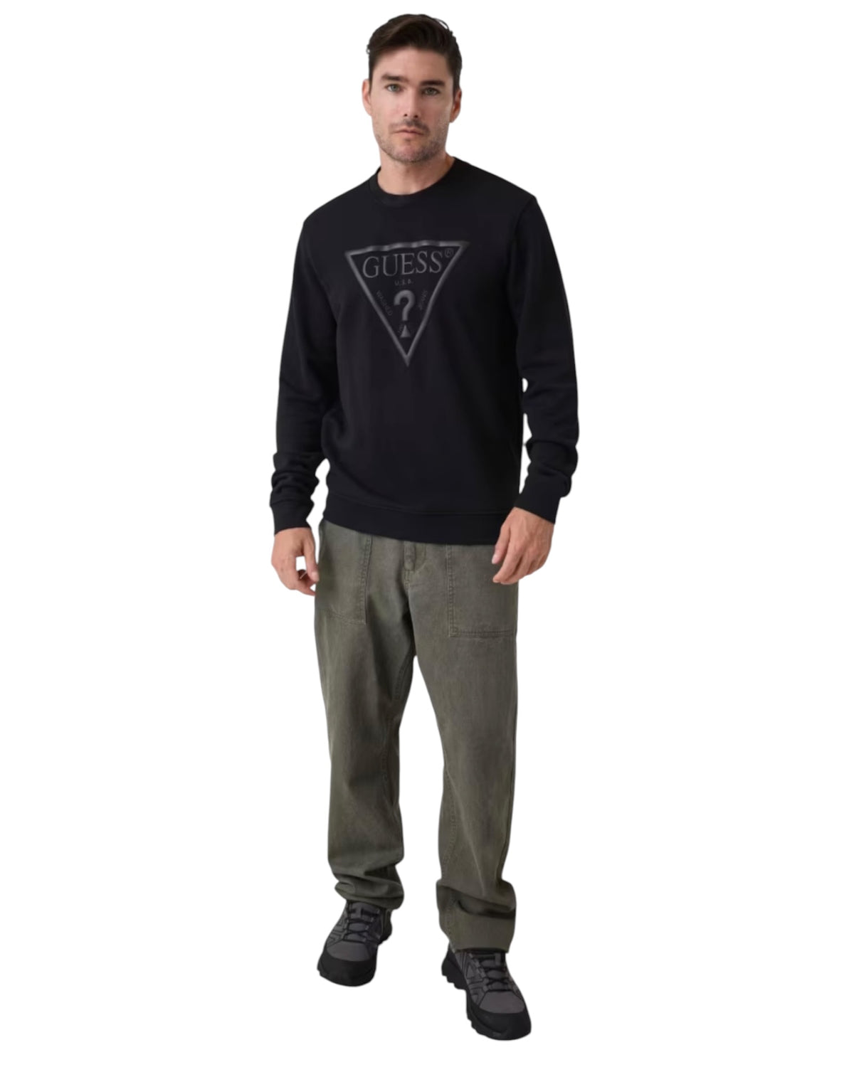 felpa uomo guess logo grande