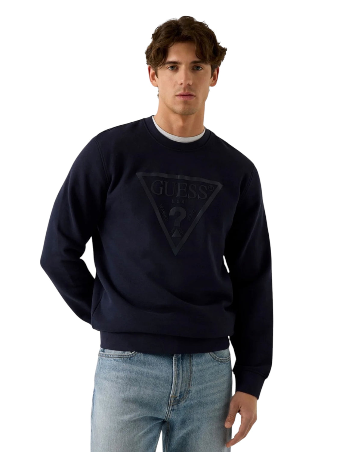 felpa uomo guess logo grande