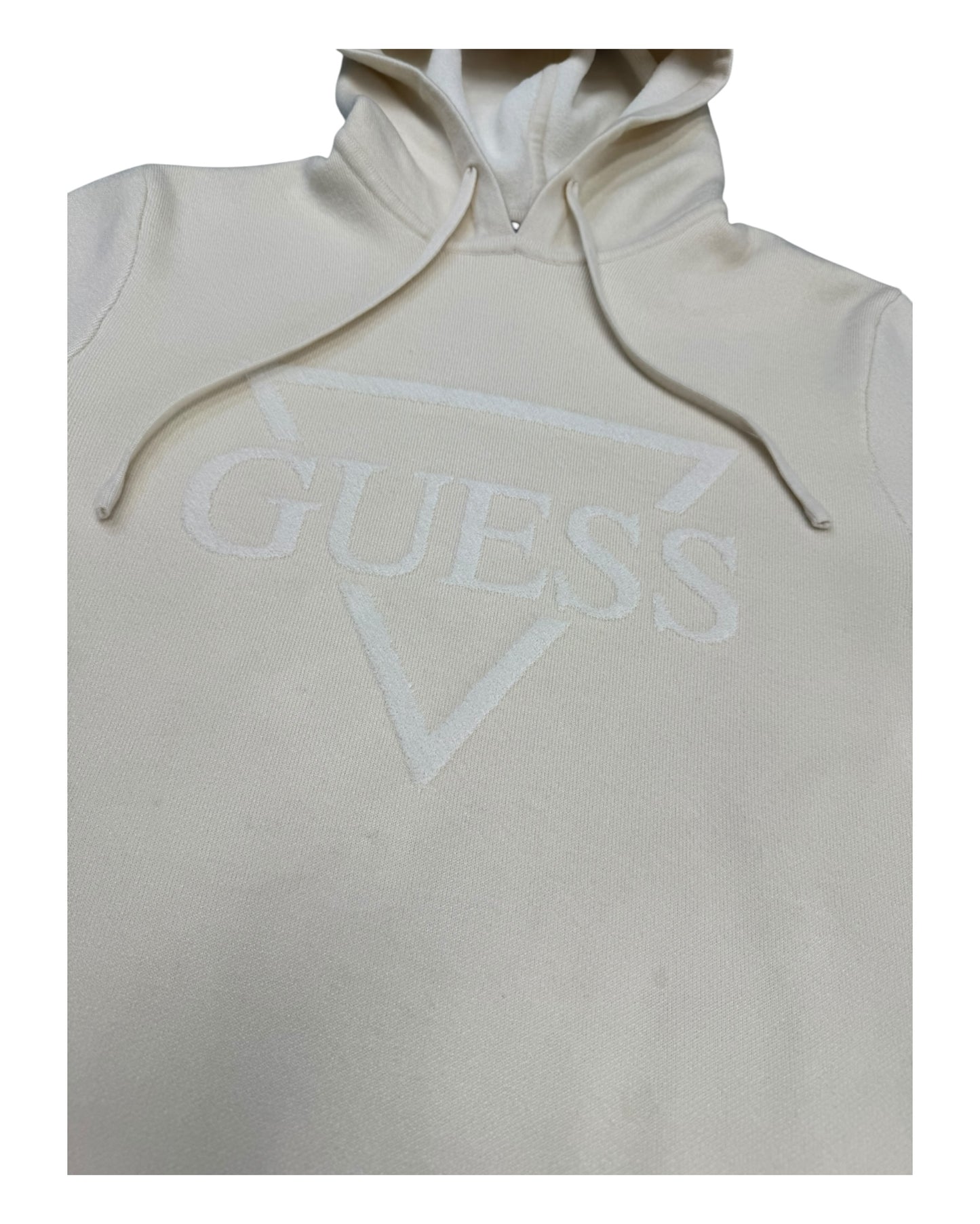maglioncino uomo guess con cappuccio stampa floccata logo