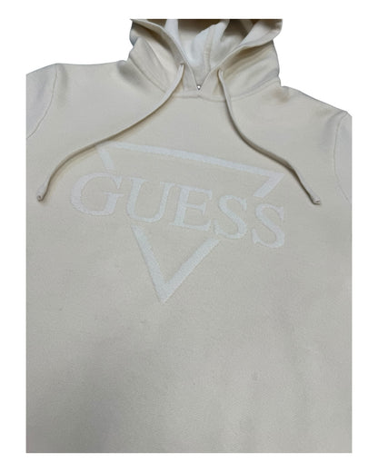 Maglioncino uomo Guess con cappuccio stampa floccata logo