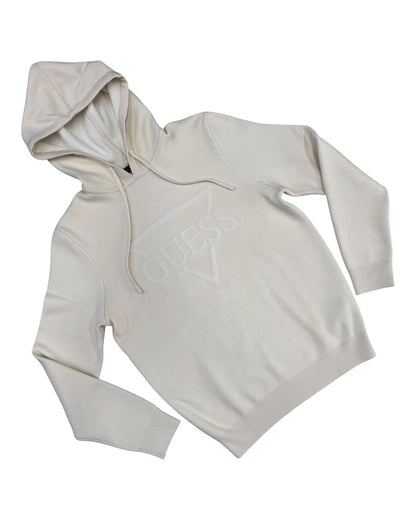 Maglioncino uomo Guess con cappuccio stampa floccata logo