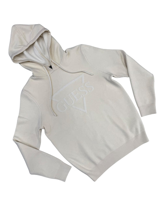 Maglioncino uomo Guess con cappuccio stampa floccata logo