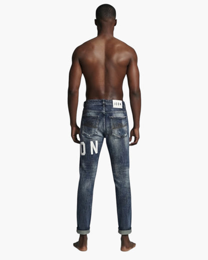 Jeans uomo Icon stampa fronte retro