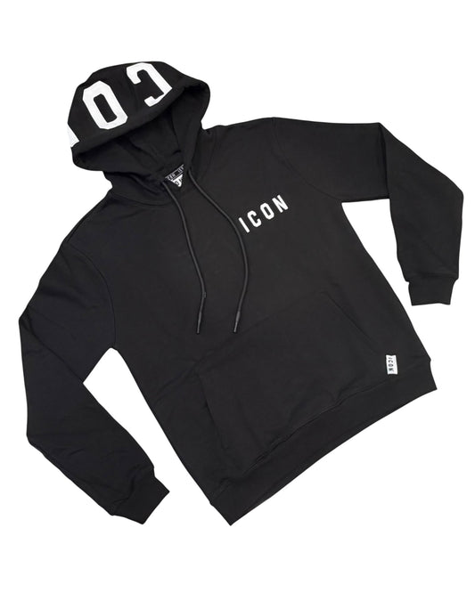 Felpa uomo Icon stampa avanti e sul cappuccio