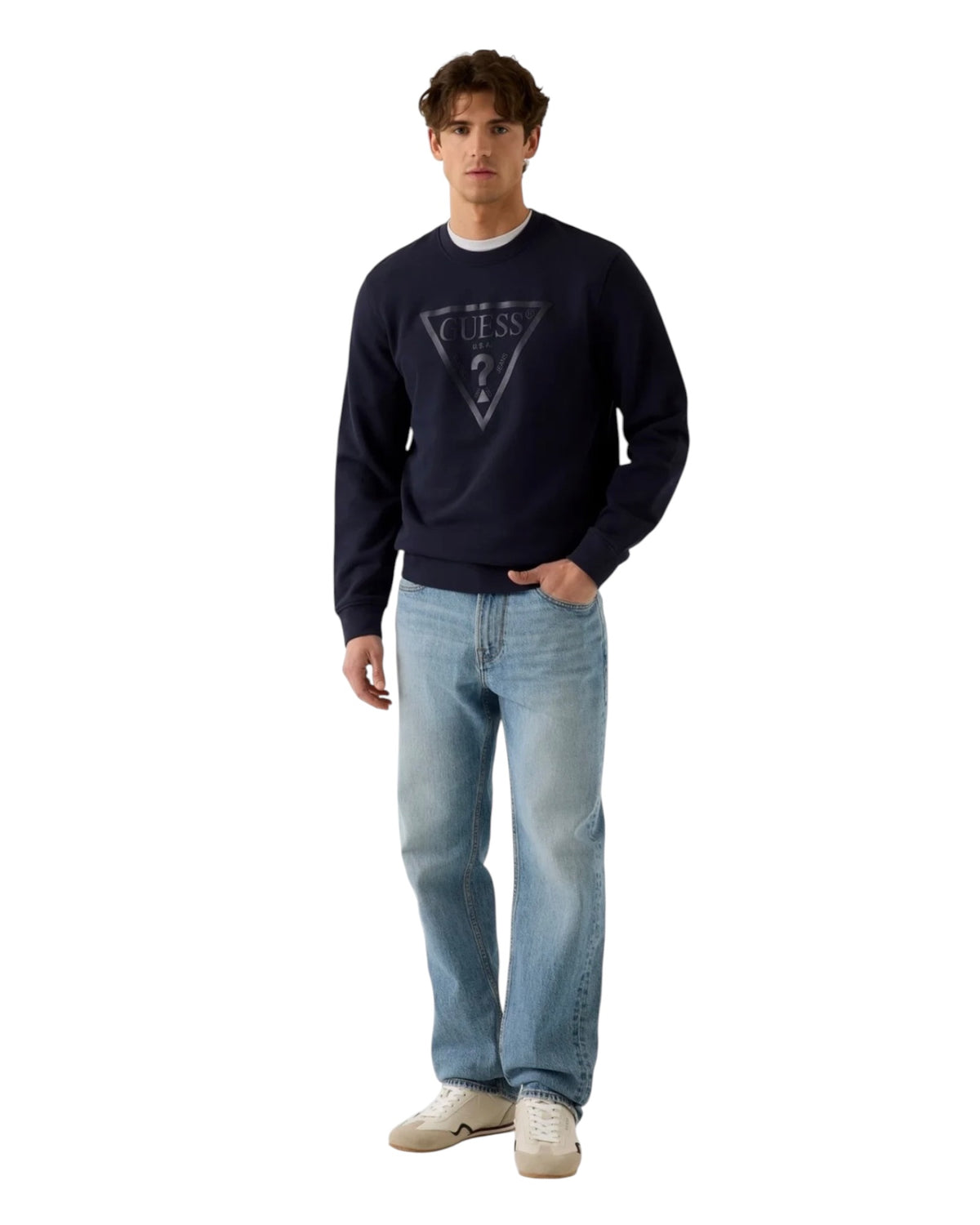 felpa uomo guess logo grande