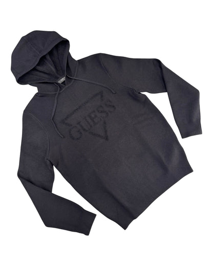 Maglioncino uomo Guess con cappuccio stampa floccata logo