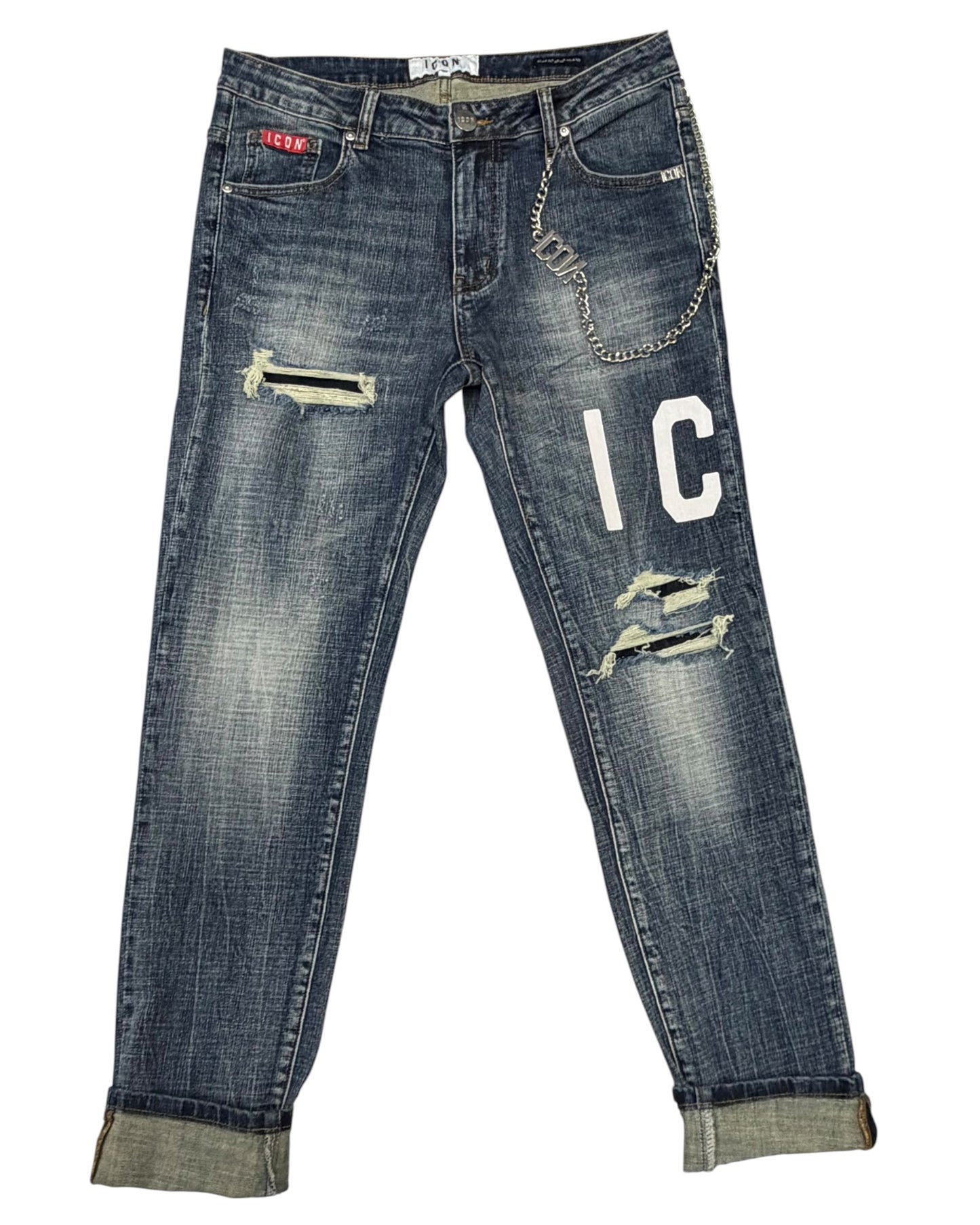jeans uomo icon stampa fronte retro