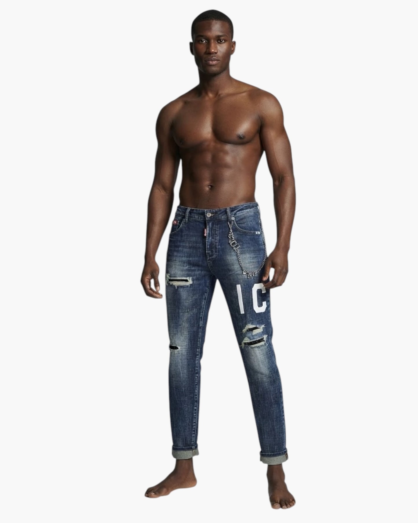 jeans uomo icon stampa fronte retro