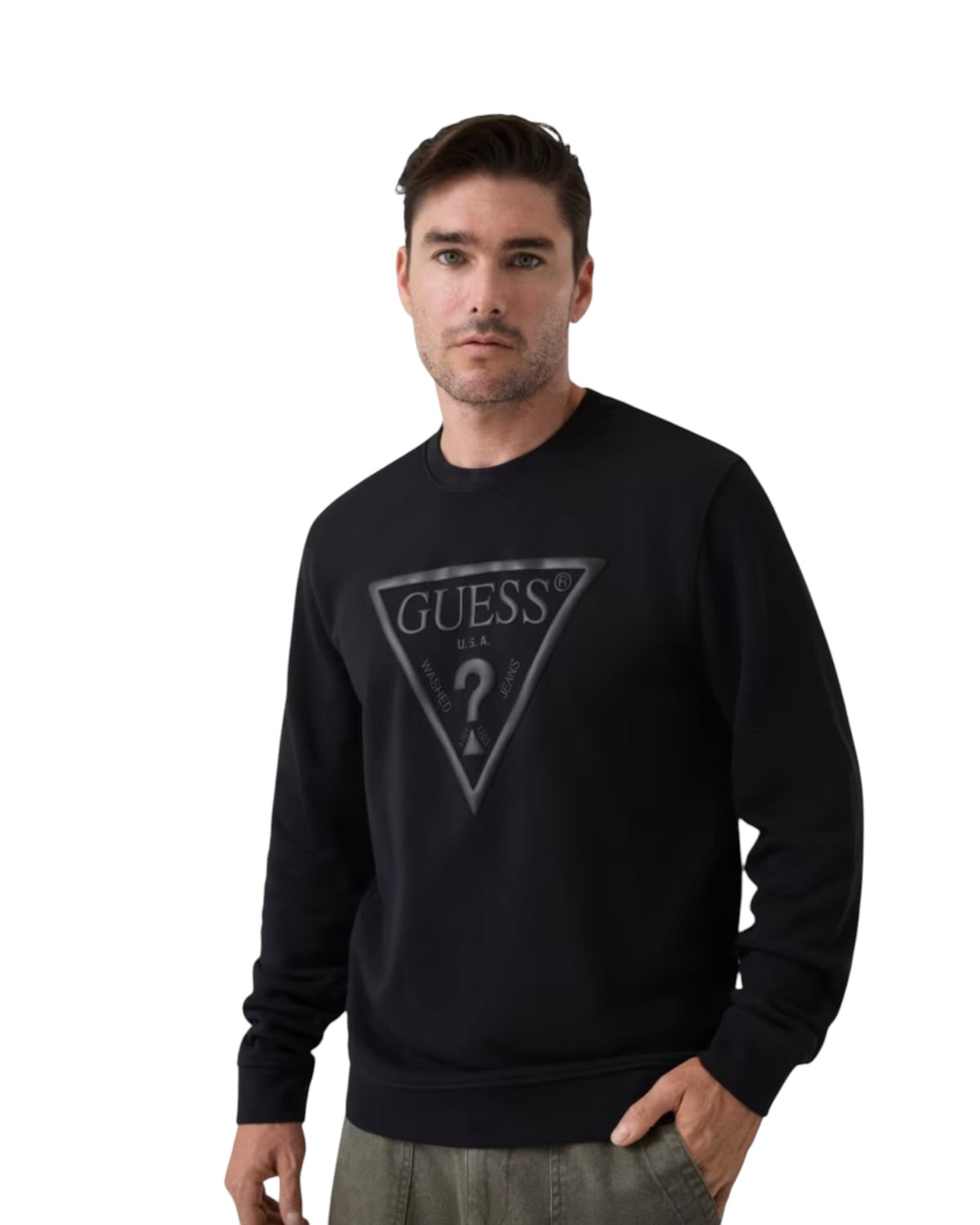 felpa uomo guess logo grande