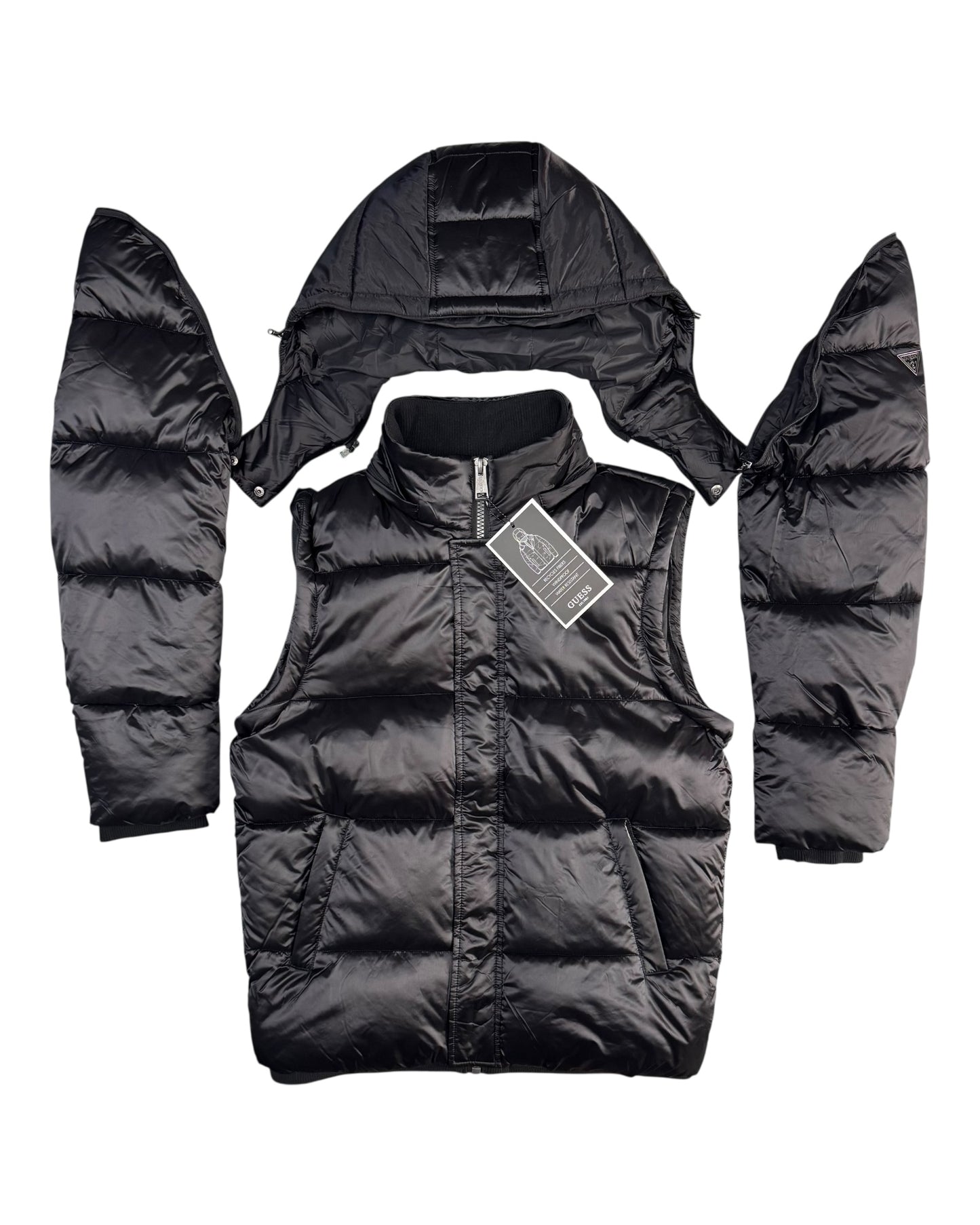 piumino uomo guess smontabile con stampa dietro